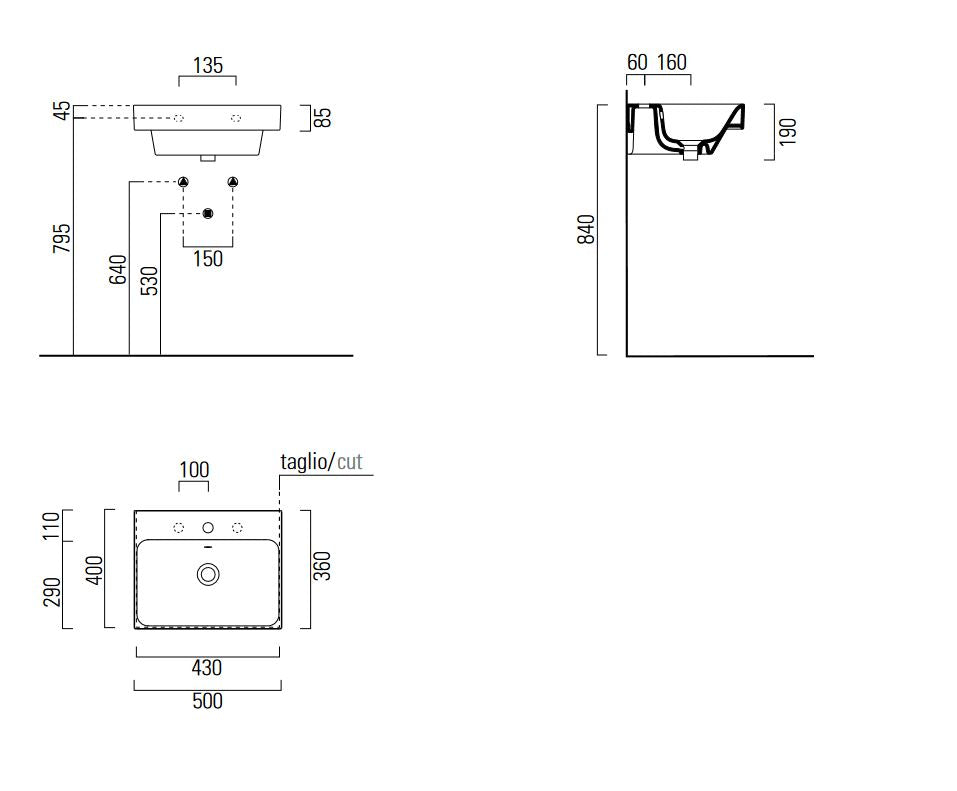 GSI Nubes Gloss White Basin 500 x 360mm