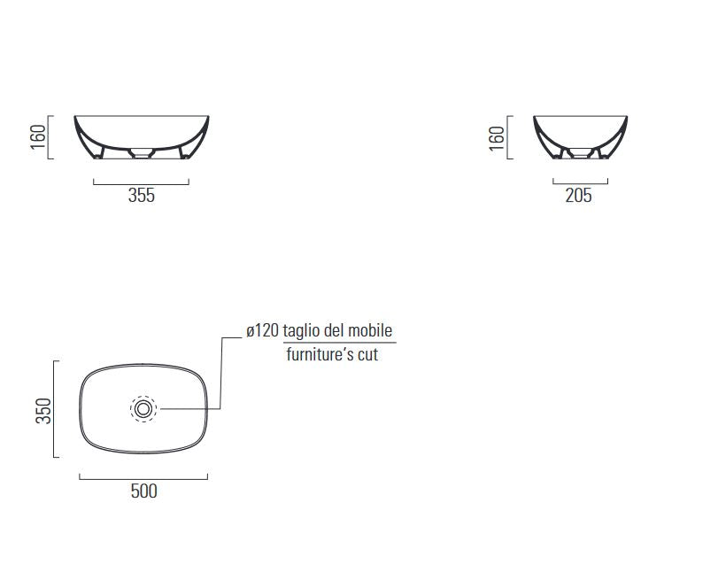 GSI Nubes Basin Counter Matt Ghiacchio 500 x 350mm