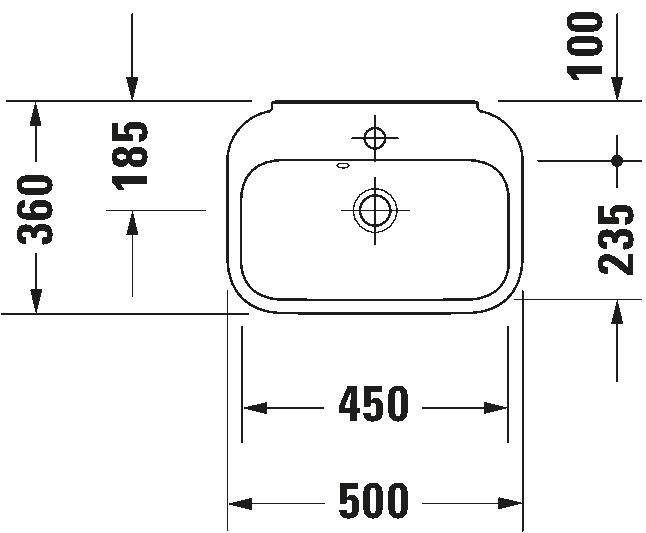 Duravit Happy D.2 50 cm Wall Mounted Handrinse basin