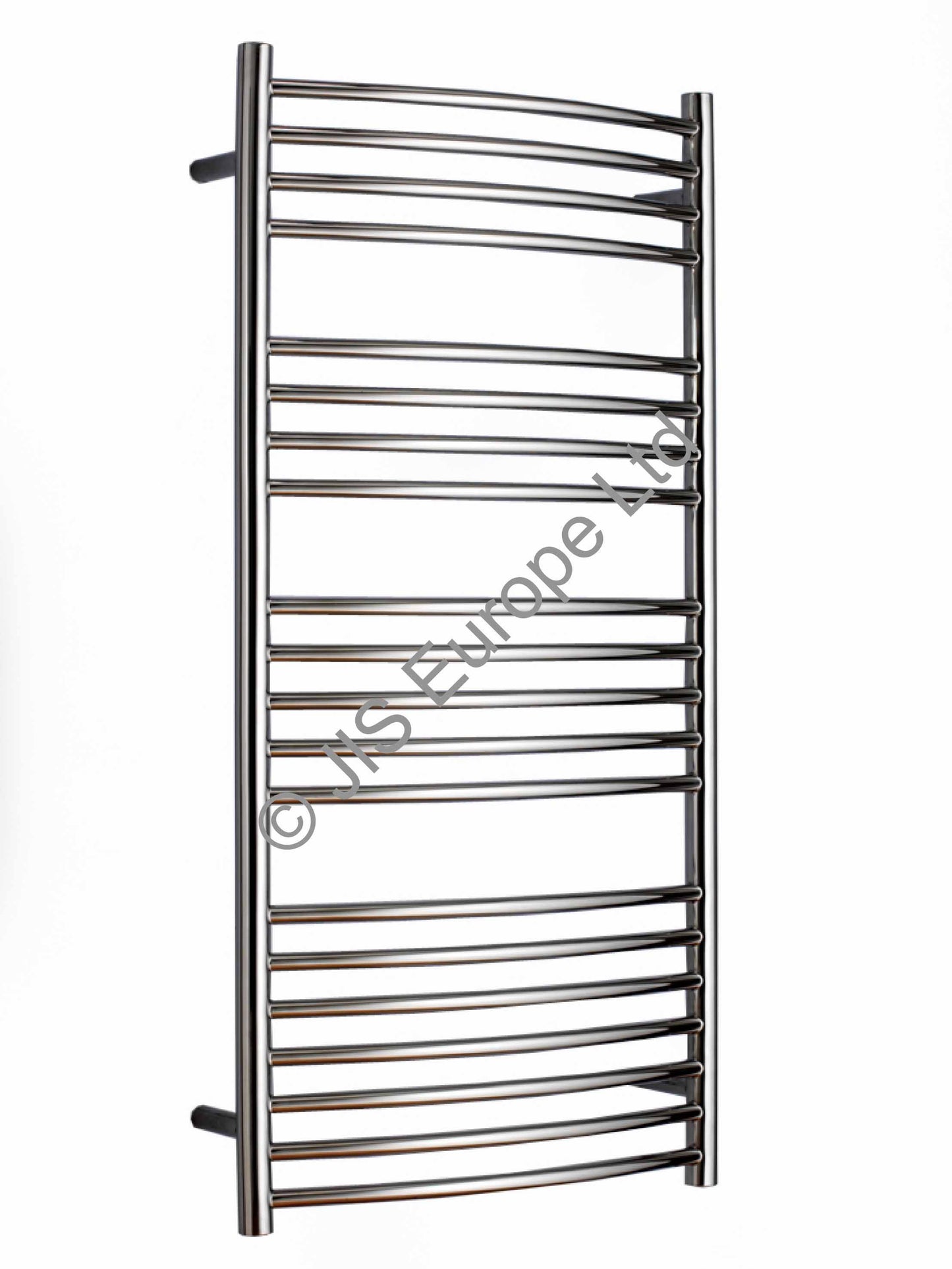 JIS Adur 1250 x 520mm Stainless Steel Heated Towel Rail Curved Front