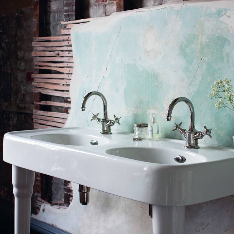 Arcade Bathrooms Double Basin w/ Overflow - 2 Tap Hole