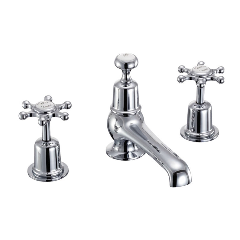 Burlington Birkenhead 3 Tap Hole Basin Mixer w/ Waste