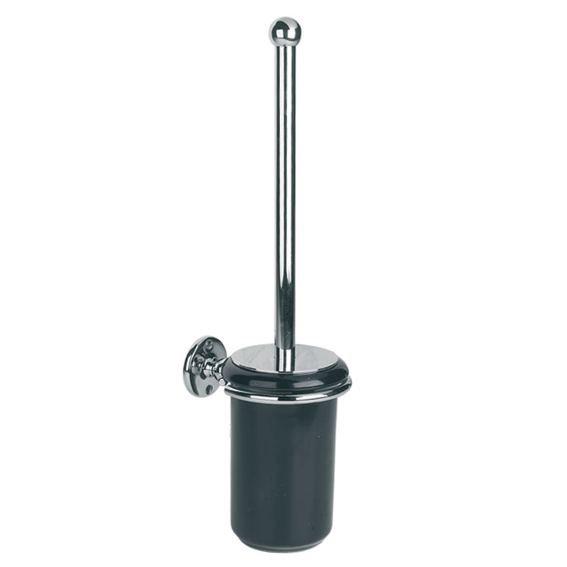 Lefroy Brooks Classic Toilet Brush Holder With Black China - A/Gold