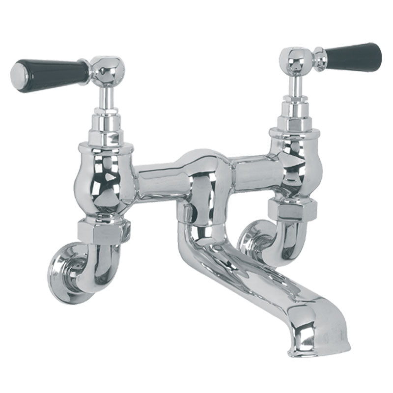 Lefroy Brooks Classic Black Lever Wall Bath Filler - (choose finish)