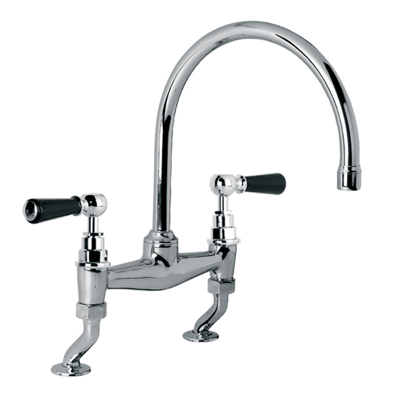 Lefroy Brooks Classic Black Lever Deck Mounted Bridge Kitchen Sink Mixer BL1517 (choose finish)