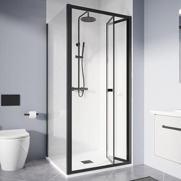 Crosswater Clear Bi-Fold Shower Door Matt Black Clear glass