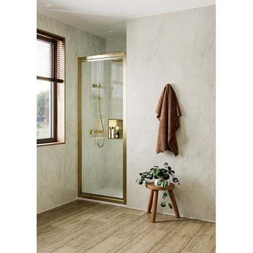 Crosswater Clear 6 Brass Pivot Shower Door 900mm