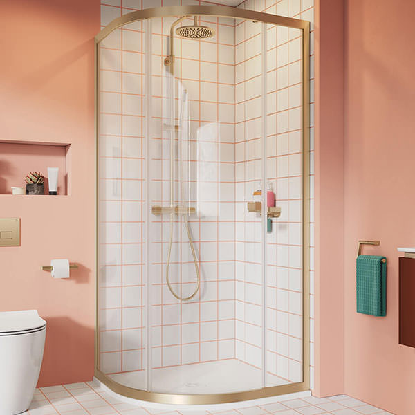 Crosswater Clear 6 Quadrant 800mm Shower Brushed Brass
