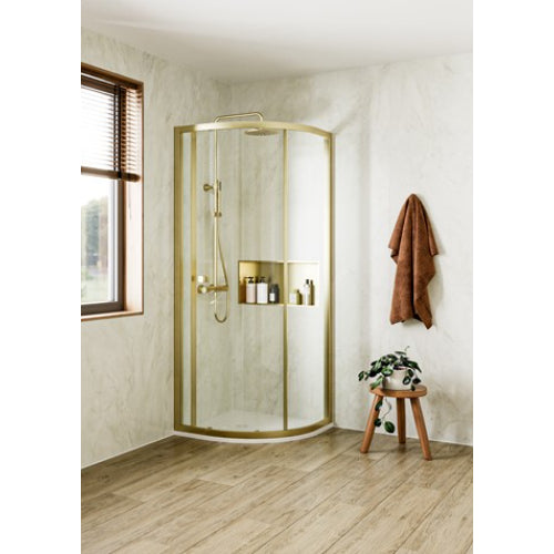Crosswater Clear 6 Quadrant 900mm Shower Brushed Brass
