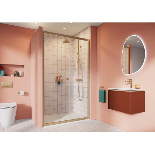 Crosswater Clear 6 1600mm Sliding Shower Door Brushed Brass