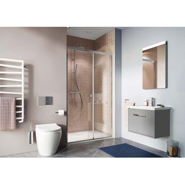 Crosswater Clear 6 1100 mm Sliding Shower Door Silver Frame
