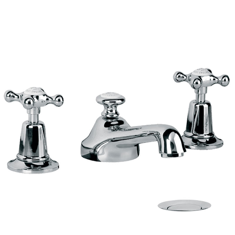 Lefroy Brooks Connaught Classic 3 hole Basin Mixer Set With Pop Up Waste (choose finish)