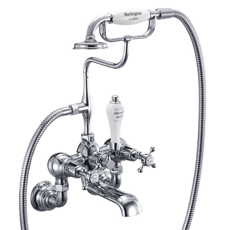 Burlington Claremont Regal Wall Bath Mixer w/ Hose & Handset
