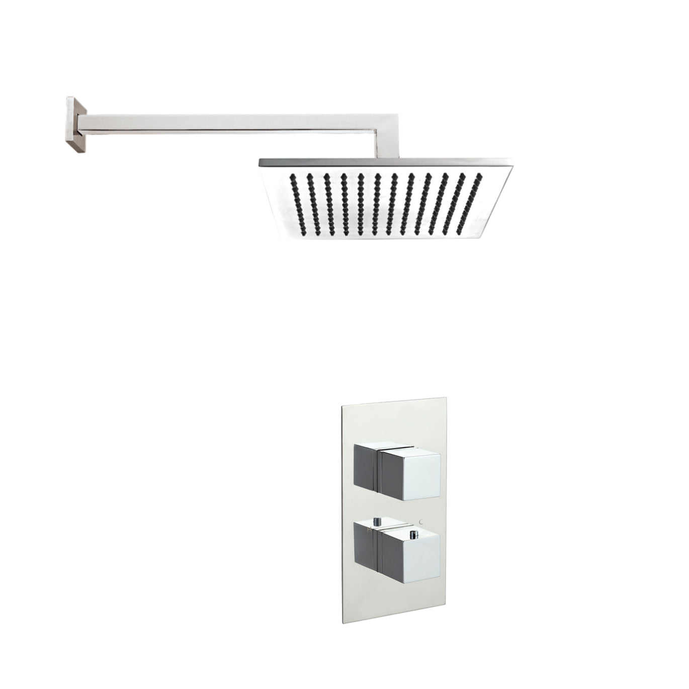 Just Taps Plus Athena 1 Outlet Shower Valve, Square Shower Arm, 400mm, Overhead Shower 200mm