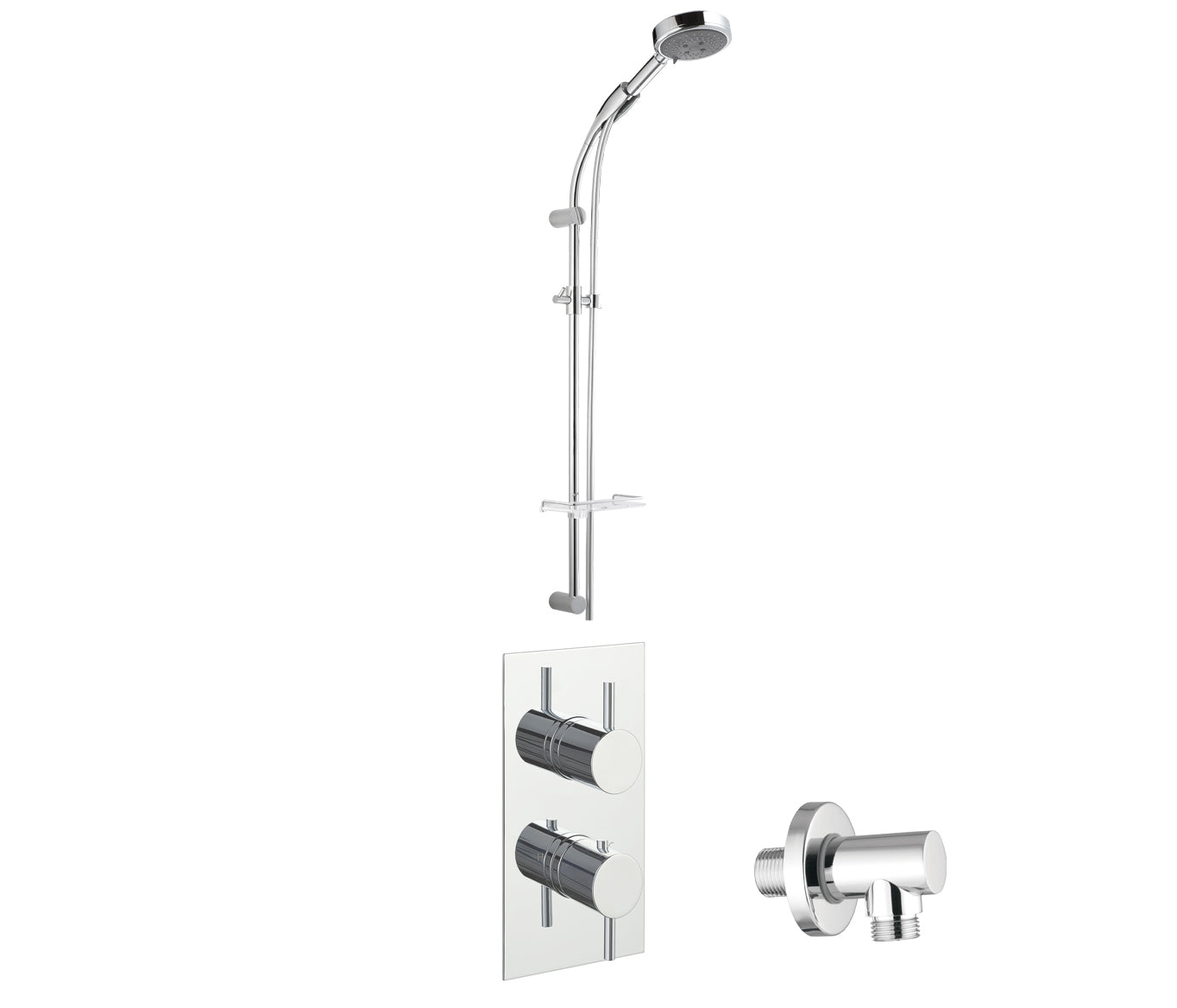 Just Taps Florentine Round Thermostatic Shower Valve With Futura Slide Bar & Handset