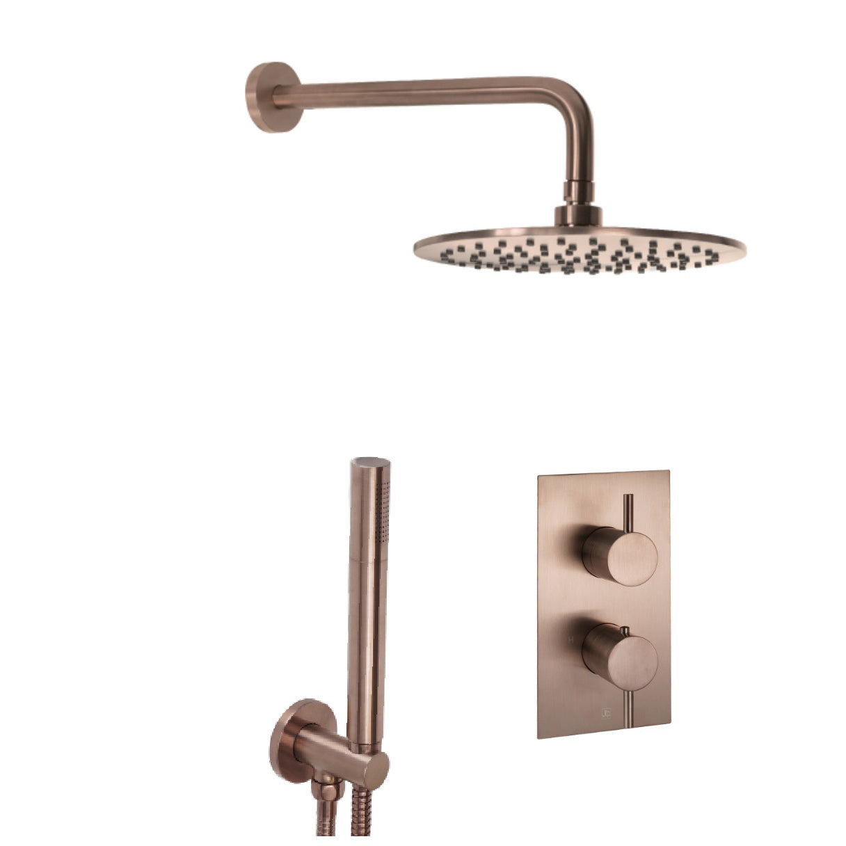 Just Taps Plus Vos Shower Combination 2 Outlet Brushed Bronze