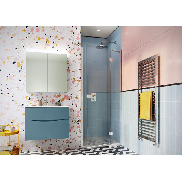Design 8 Hinged Door with Inline Panel 900mm Silver