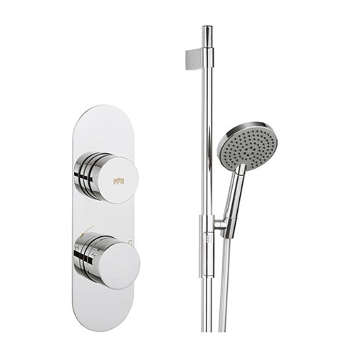 Crosswater Dial Central Trim Single Outlet Thermostatic Shower Valve with Slide Rail, 3 Mode Handset & Hose