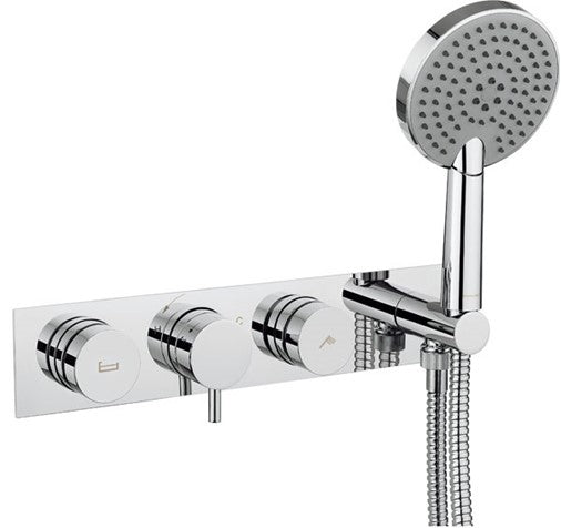 Crosswater Dial Kai Lever Trim Thermostatic Bath Valve with 2 Way Diverter & 3 Mode Handset