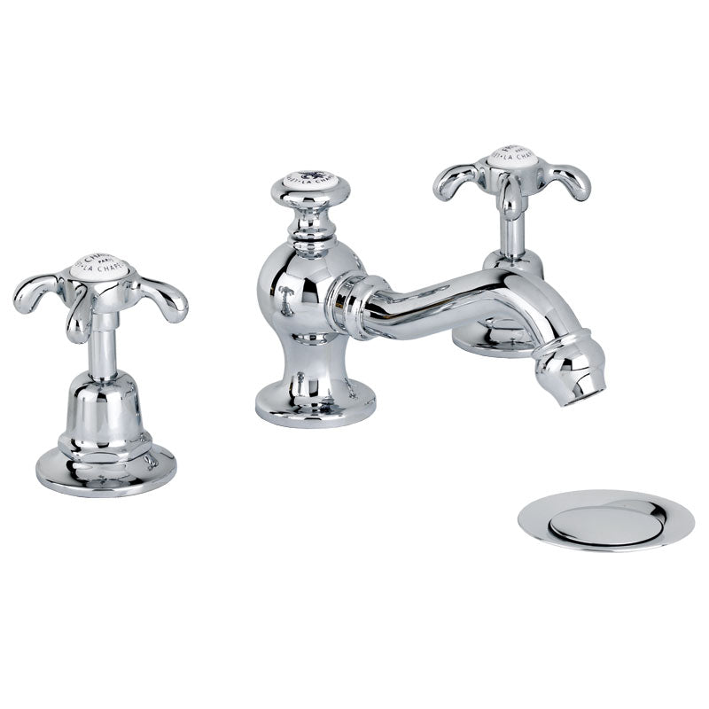 Lefroy Brooks La Chapelle 3 Hole Deck Mounted Basin Mixer with Pop Up Waste (choose finish)
