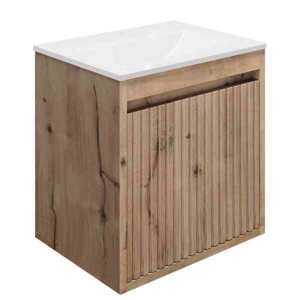 Flute 475 x 355 x 480mm vanity unit in Windsor Oak