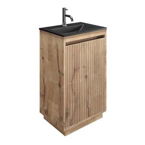 Flute 470mm Windsor Oak floorstanding vanity unit