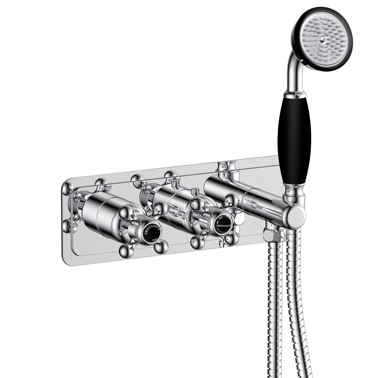 Just Taps Plus Grosvenor Thermostatic Concealed 2 Outlet Valve and Handset Attachment