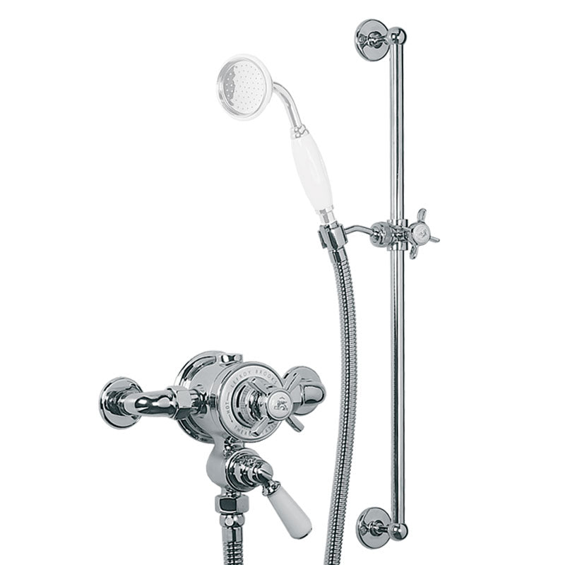 Godolphin Exposed Thermo Mixer Valve With Rail - Antique Gold