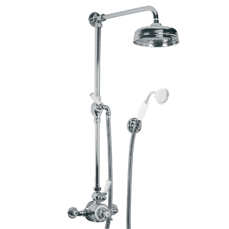 Lefroy Brooks Godolphin Exposed Thermostatic Shower Valve With Shower Kit, Riser & 8" Rose (choose finish)