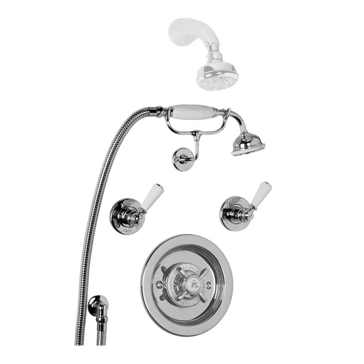 Lefroy Brooks Godolphin Concealed Archipelago Thermostatic Shower Mixer Valve & Shower Kit & Choice Of fixed Head - Silver Nickel