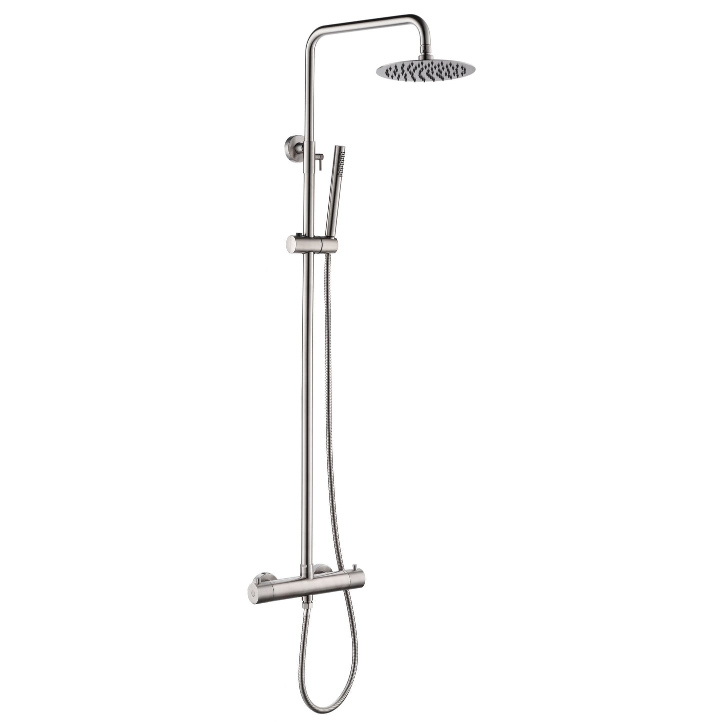 Just Taps Plus Inox Thermostatic Bar Valve with 2 Outlets, Adjustable Riser and Shower Kit