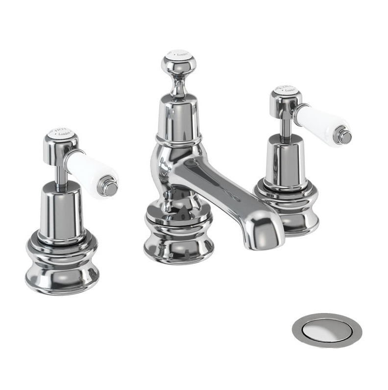 Burlington Kensington Regal 3 Tap Hole Basin Mixer w Waste