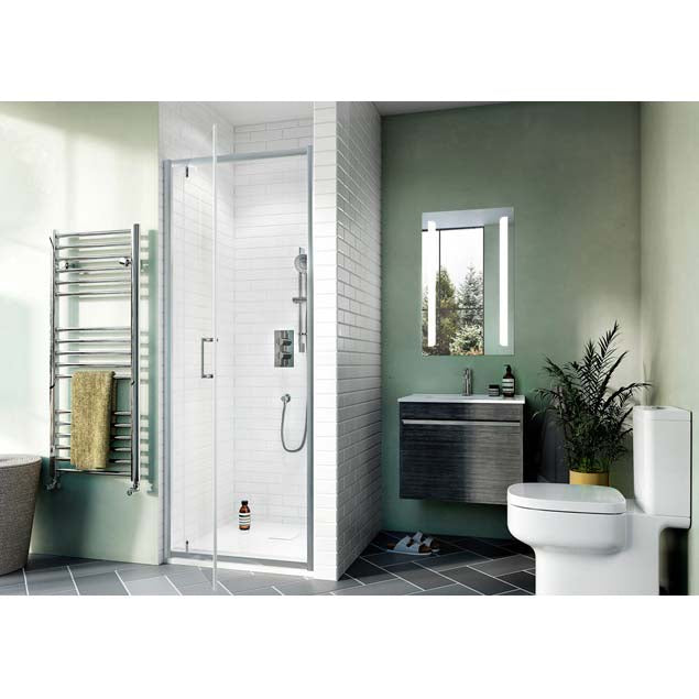 Kai 6 Bath Pivot Door 800mm x 1900mm, Clear Glass - Silver