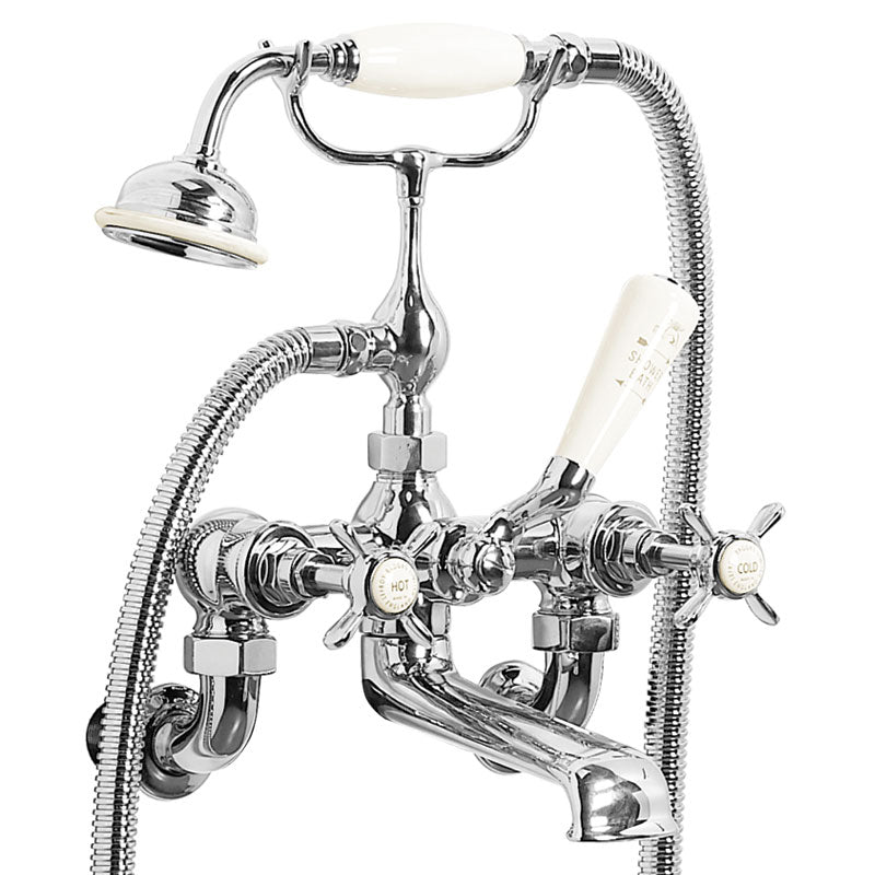 Lefroy Brooks Classic Wall Mounted Bath Shower Mixer With Hose & Handset (choose finish)