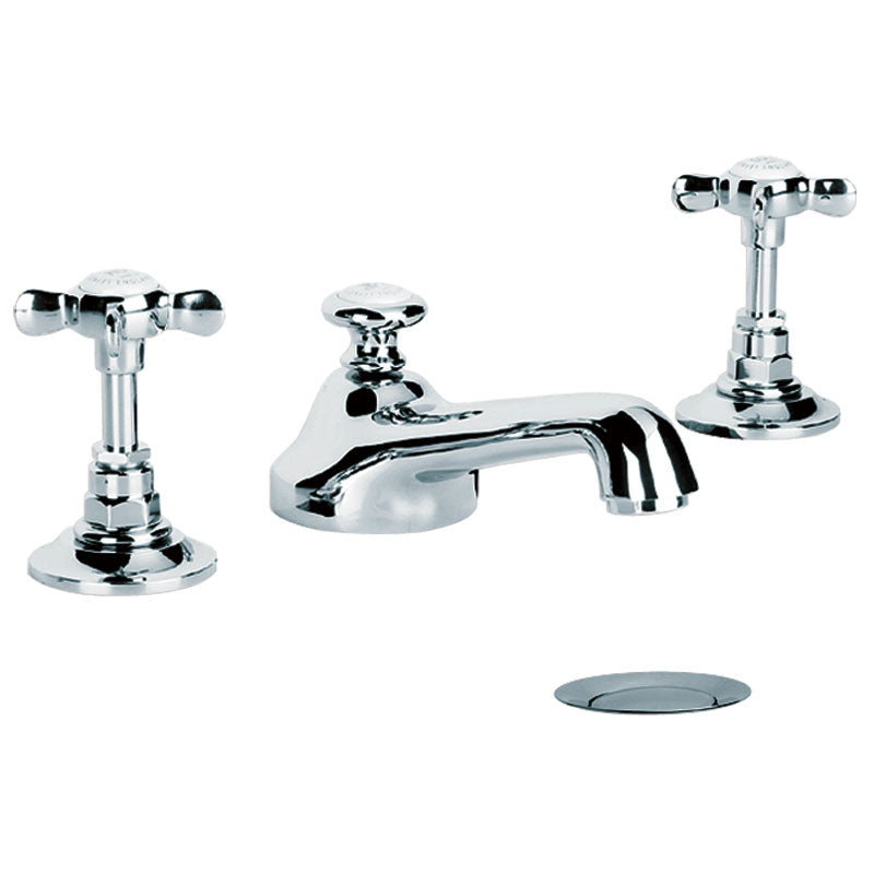 Lefroy Brooks Classic 3 Hole Basin Mixer With Pop Up Basin Waste (choose finish)