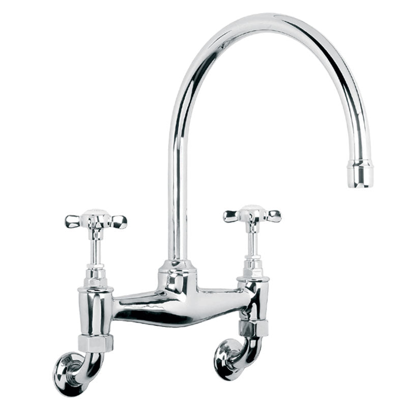 Lefroy Brooks Classic Wall Mounted Bridge Kitchen Sink Mixer (choose finish)