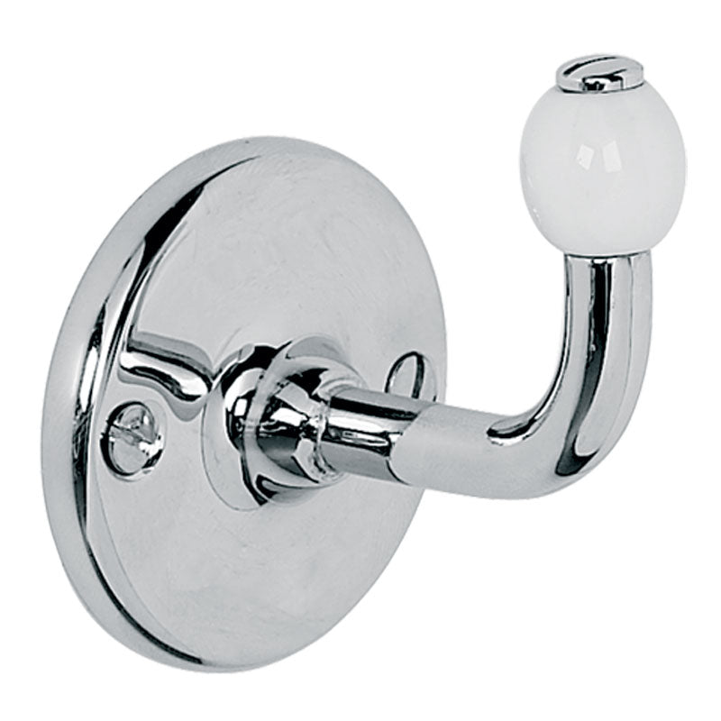 Lefroy Brooks Classic Single Robe Hook With Ceramic Acorn - Silver Nickel