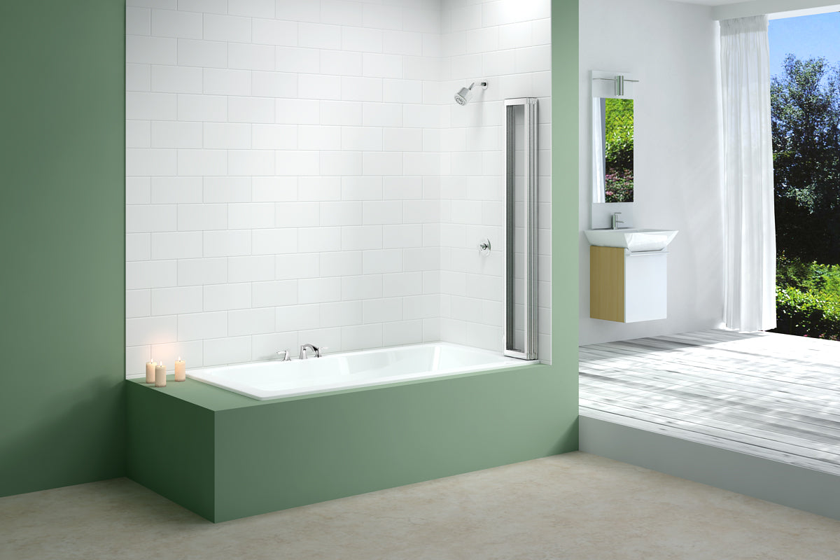 Merlyn 4 Fold Bath Shower Screen Silver Frame With Clear Glass
