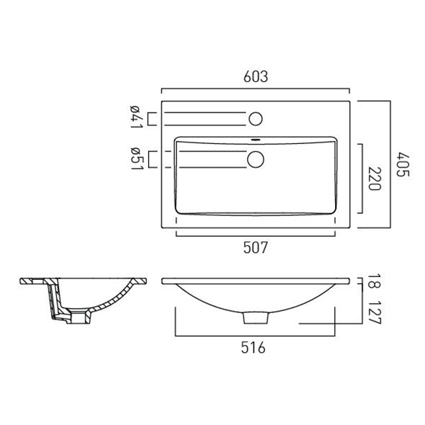 Vado Safari 600mm Ceramic Vanity Basin