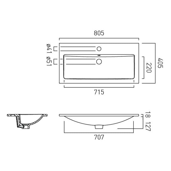 Vado Safari 800mm Ceramic Vanity Basin