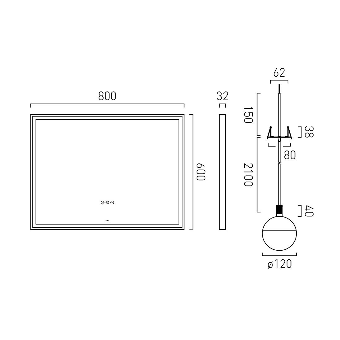 Vado Safari Wireless Mirror Package - Rectangular