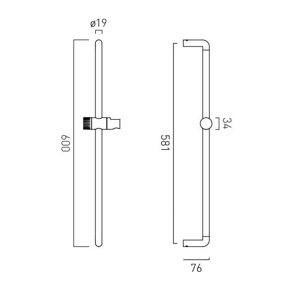 Vado Safari Leverless Slim Slide Rail + Hose No Handset Included