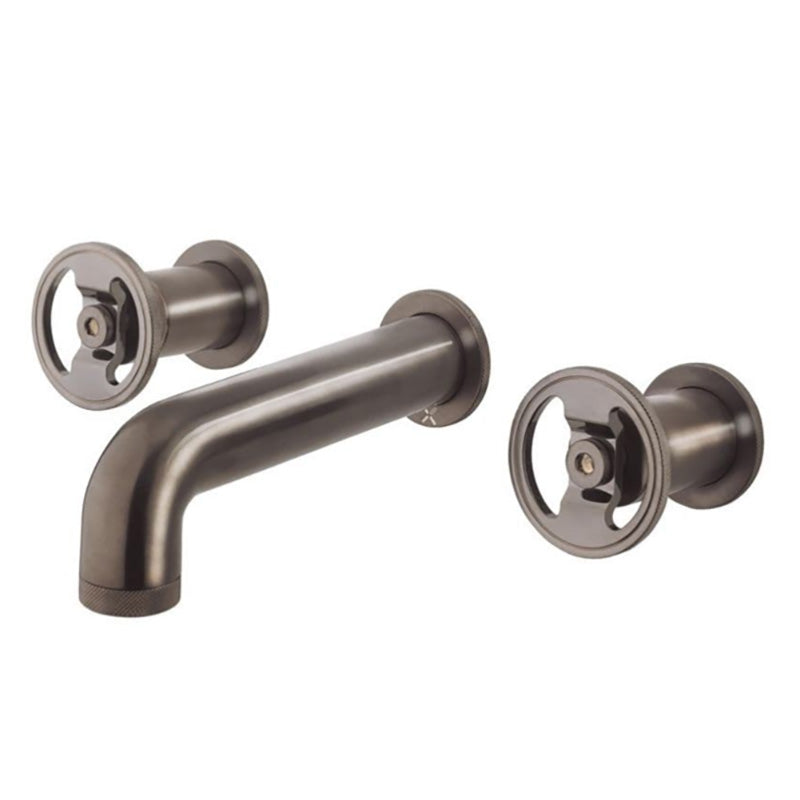 Crosswater UNION Three Hole Basin Mixer: Hand Wheel Black Chrome