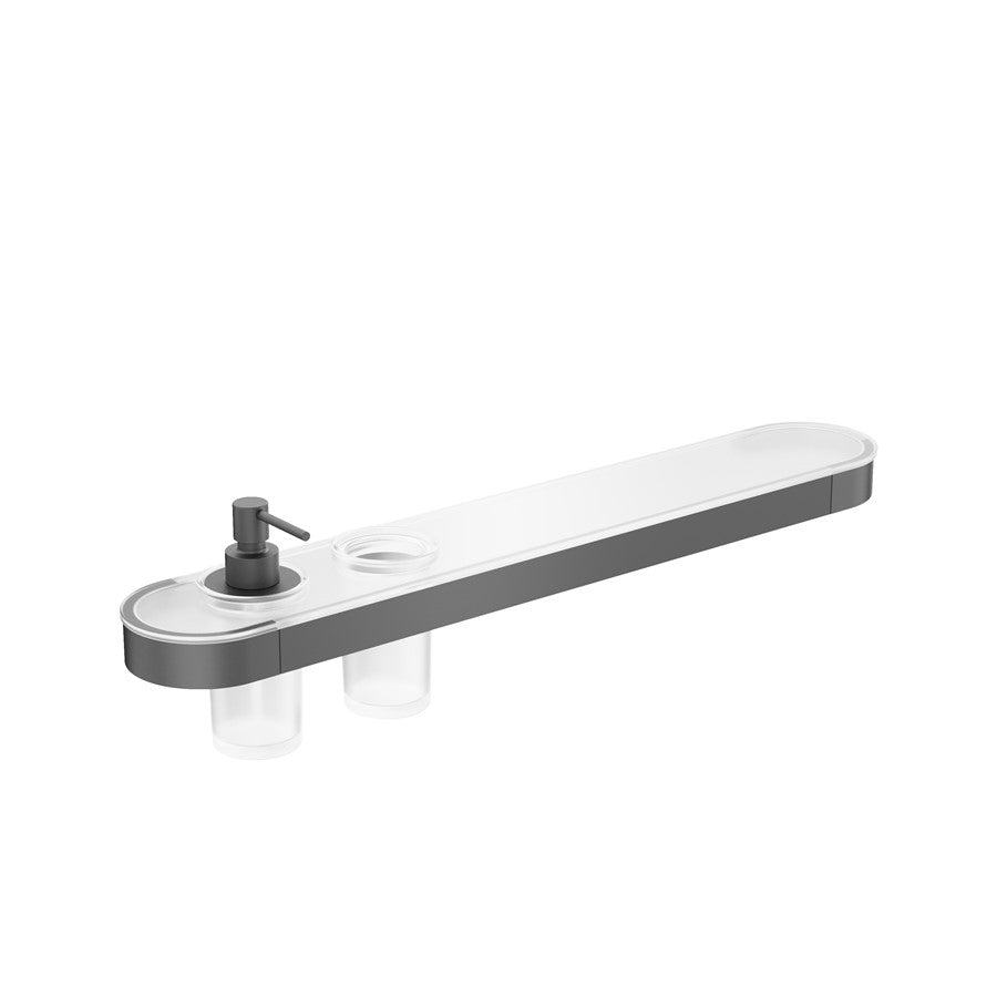 Crosswater Velo Round Tray Soap Dispenser & Tumbler Holder