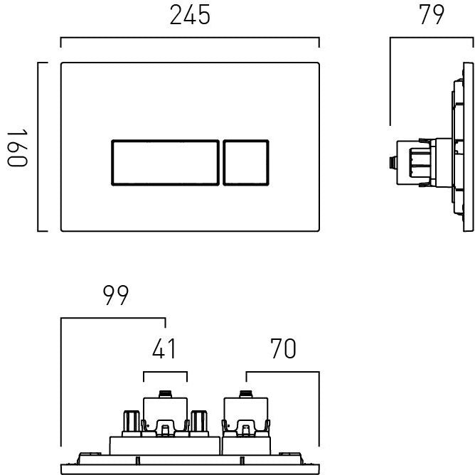 Vado Square Button Flush Plate