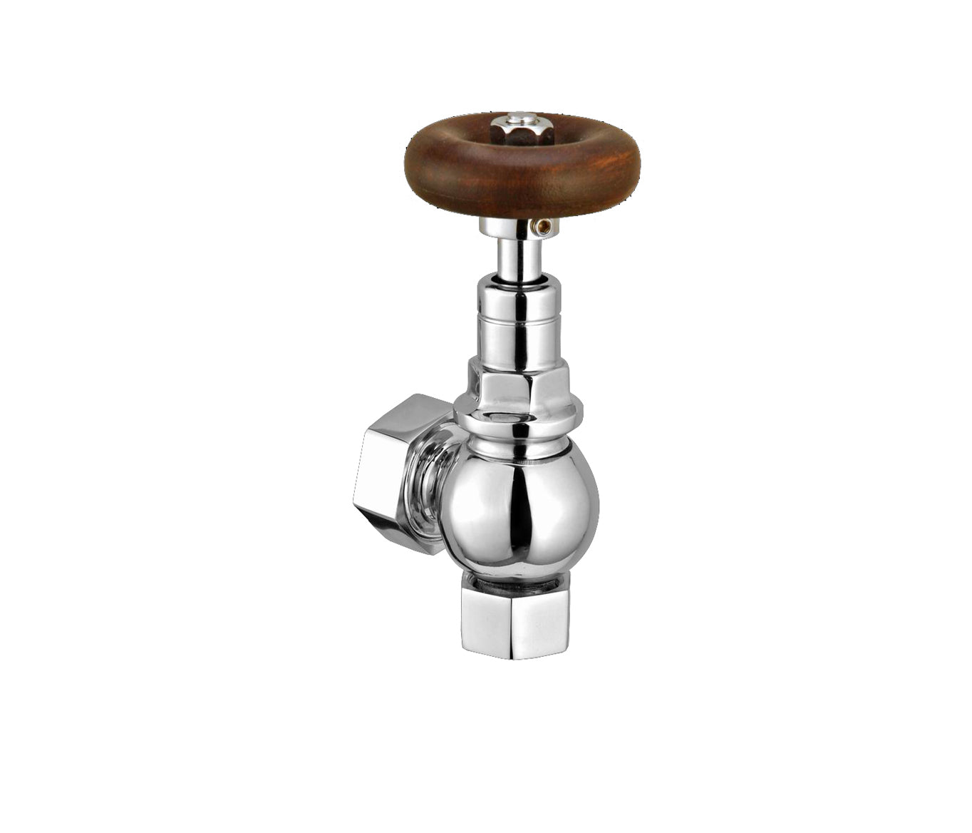 Just Taps Traditional Wooden Handle Chrome Angled Radiator Valves (Pair)