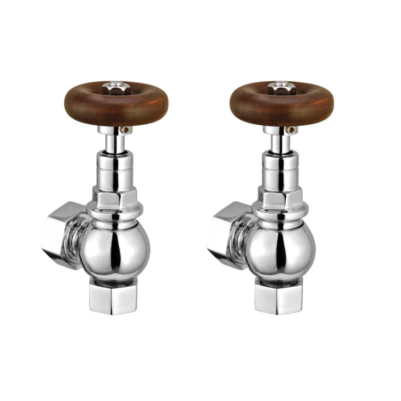 Just Taps Plus Wooden Handled Radiator Valve Chrome