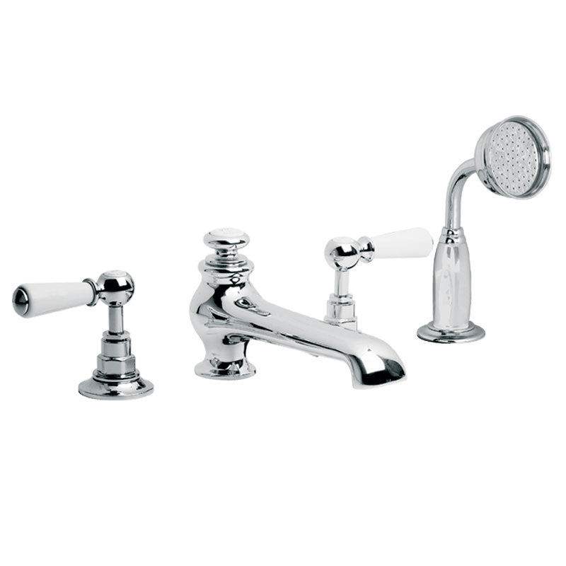 Lefroy Brooks Classic White Lever 4 Hole Bath Shower Set (choose finish)