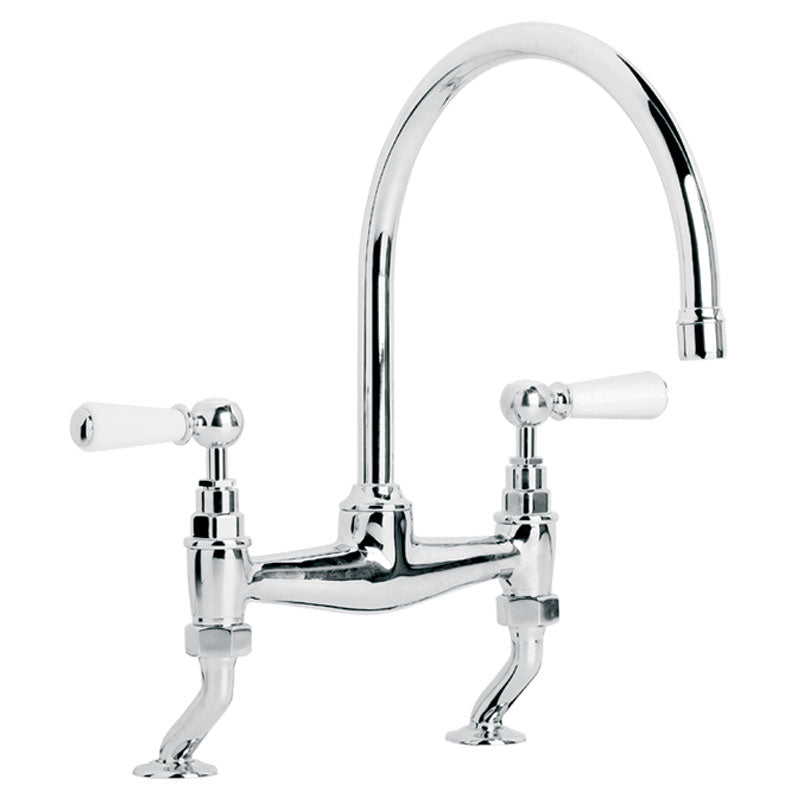 Lefroy Brooks Classic White Lever Bridge Kitchen Sink Mixer