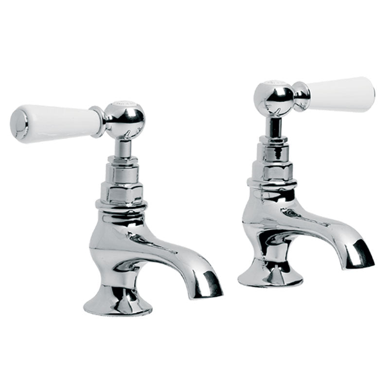 Lefroy Brooks Classic White Lever Basin Pillar Taps - (choose finish)